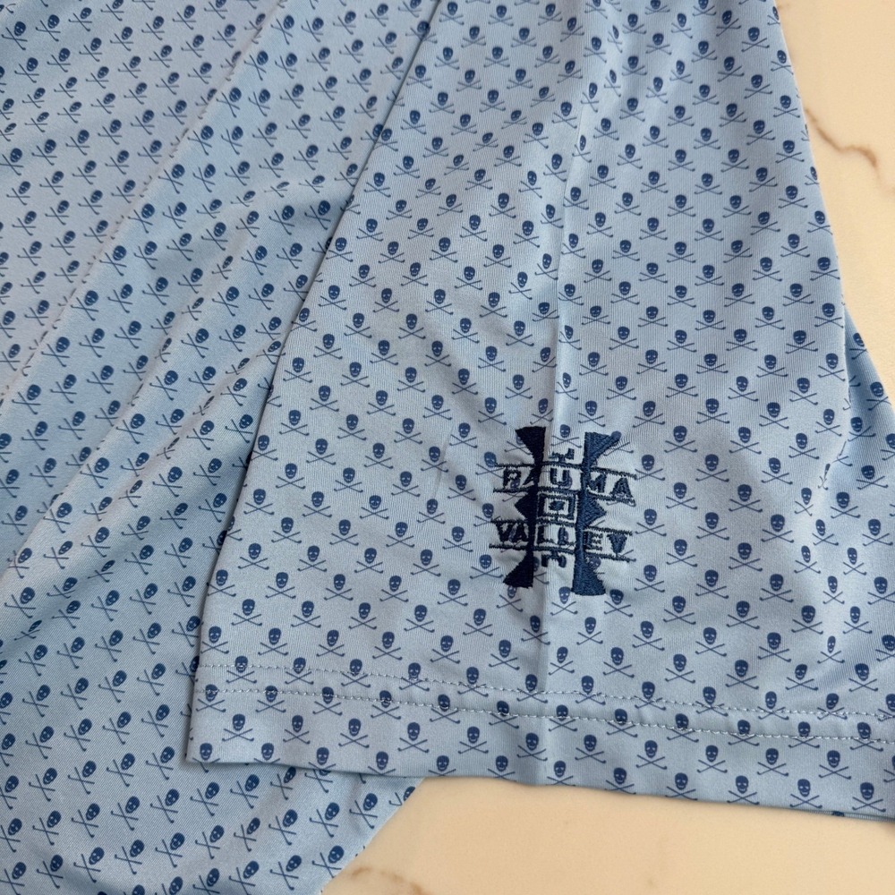 Peter Millar Polo Skull Crossbones Summer Comfort Blue Golf Shirt Mens Size L - Picture 6 of 12